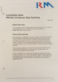 Rm Nimbus Installation Note: RM Net 3.0 Server Disk Caching PN 27665