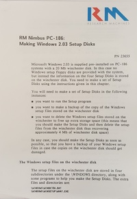 Rm Nimbus CP-186: Making Windows 2.03 Setup Disks PN 23655