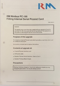 Rm Nimbus PC-186 Fitting Internal Serial Piconet Card PN 24913