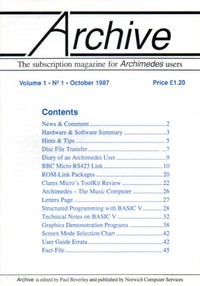 Archive - Vol 1, No 1 - October 1987