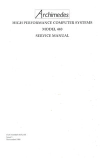 Acorn Archimedes Model 440 Service Manual