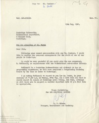 63994  Correspondence regarding visits, May-June 1961