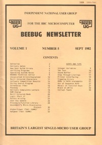 Beebug Newsletter - Volume 1, Number 5 - September 1982