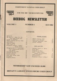 Beebug Newsletter - Volume 1, Number 6 - October 1982
