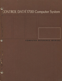 Control Data 1700 Computer System: Computer Reference Manual