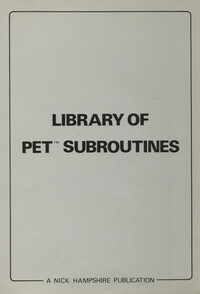 Library of PET Subroutines