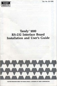 Tandy 1000 RS-232 Interface Board Installation and User's Guide