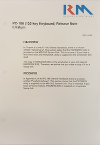 PC-186 (102-key Keyboard) release Note Erratum PN 25046