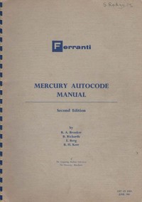 Ferranti Mercury Autocode Manual