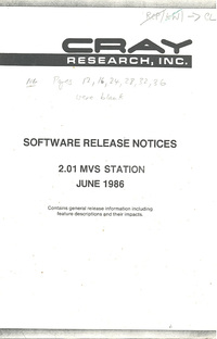 Cray MVS Station 2.01 Software Release Notices