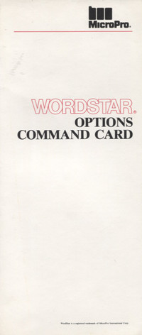 Wordstar Options Command Card