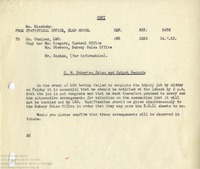Memo regarding Bakery Job notification request, 24th July 1952 (Copy)