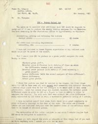 Memo regarding work to be carried out by LEO, 9th January 1953 (Copy)