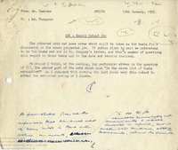 Memo regarding notes for the Bakery Output Job, 12th January 1953