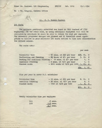 Memo regarding revised costs and using 2 card feeds, 19th January 1954