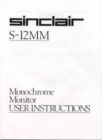 Sinclair s-12MM Monitor User Instructions