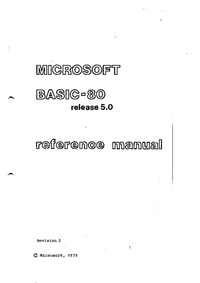 Microsoft BASIC-80 Reference Manual - Release 5.0