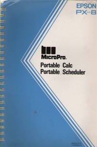 Epson PX-8 MicroPro Portable Calc Portable Scheduler Reference Manual
