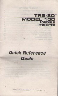 Tandy TRS-80 Model 100 Quick Reference Guide
