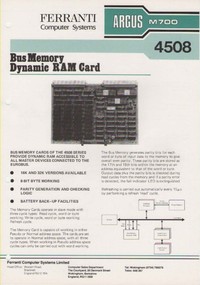 Ferranti Argus M700 4508 Bus Memory Dynamic RAM Card