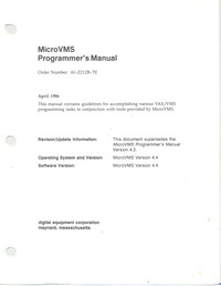 MicroVMS Programmer's Manual