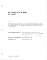MicroVMS Release Notes