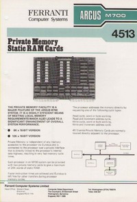 Ferranti Argus M700 4513 Private Memory Static RAM cards