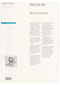 IBM PS/2 55 SX - Technical Specifications Brochure