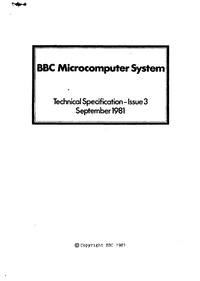 BBC Microcomputer System - Techinical Specification - Issue 3
