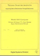 Model 990 Computer 16 Input/16 Output TTL Data Module Depot Maintenance Manual