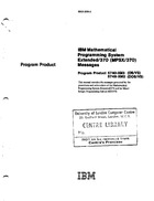 Program Product - IBM Mathematical Programming System Extended/370 (MPSX/370 Messages