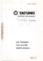 Tatung TVT-4200B CRT Terminal User Manual