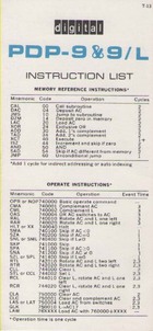 PDP-9 & 9/L Instruction List
