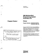 IBM Mathematical Programming System Extended/370 Primer
