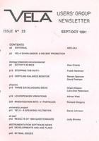Vela User's Group Newsletter  - Issue 23 September/October 1991