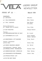 Vela User's Group Newsletter  - Issue 22 March 1991