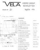 Vela User's Group Newsletter  - Issue 21 September/October 1990