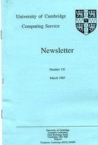 University of Cambridge Computing Service November/December 1986 Newsletter 129