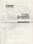 Canon A-2011 CRT Display Instructions