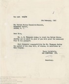 62858 US Visa request for T.R. Thompson, 9th Feb 1962