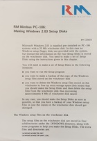 Rm Nimbus CP-186: Making Windows 2.03 Setup Disks PN 23655