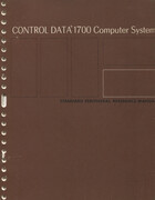 Control Data 1700 Computer System: Standard Peripheral Reference Manual