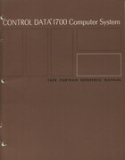 Control Data 1700 Computer System: Tape Fortran Reference Manual