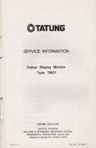 Tatung TM01 Colour Display Monitor Service Information