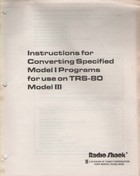 Instructions for Converting Specified Model I Programs for use on TRS-80 Model III
