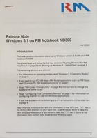 RM Release Note:- Windows 3.1 on RM Notebook NB300 PN 33308