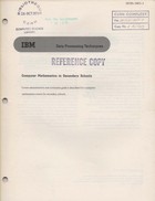 IBM Data Processing Techniques - Computer Mathematics in Secondary Schools