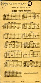 Burroughs B6500 Reference Card