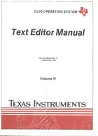 DX 10 Operating System Text Editor Manual Volume IV