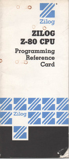 Zilog Z-80 CPU Programming Reference Card